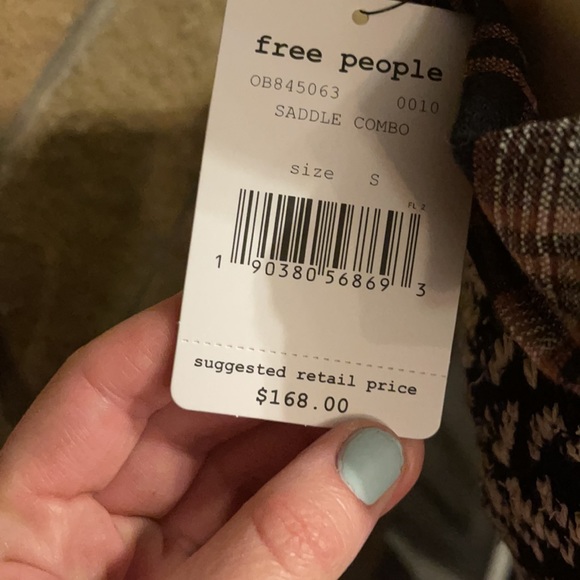 NWT Free People knit sleeve flannel button up - Picture 4 of 4